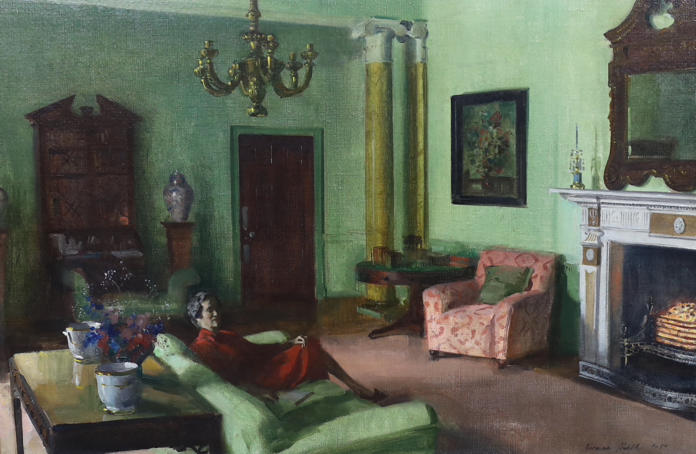 Norman Hepple, R.A. (1908-1994), 'Interior' 1959, oil on canvas, 50 x 75cm